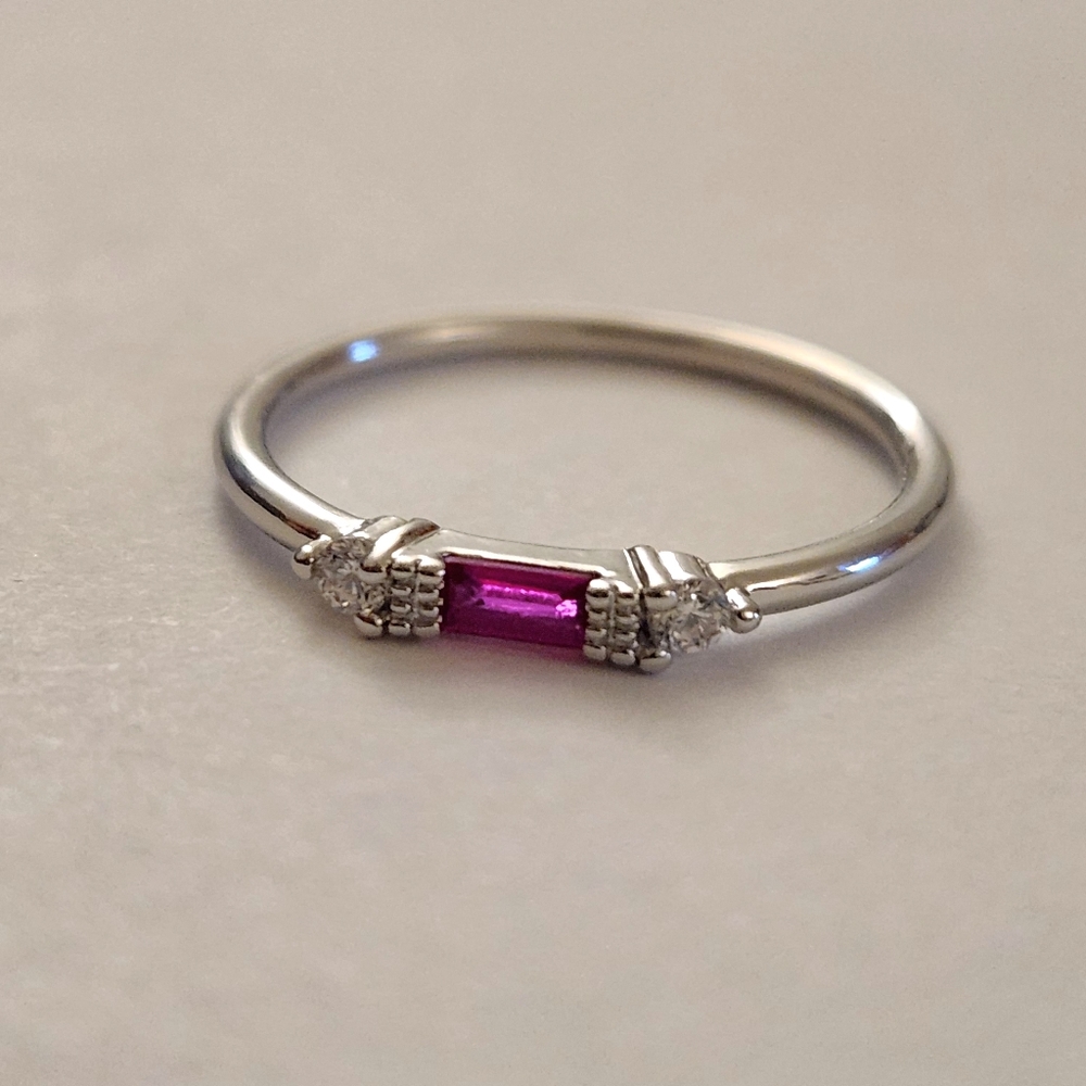 New 925 Silver Ruby Diamond Band Stacking Ring for Women - Picture 9 of 13